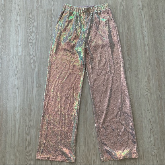 Pants - Sequin iridescent wide leg pants with pockets nwot